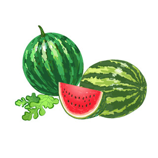 卡通手绘绿色夏天植物水果西瓜元素GIF动态图